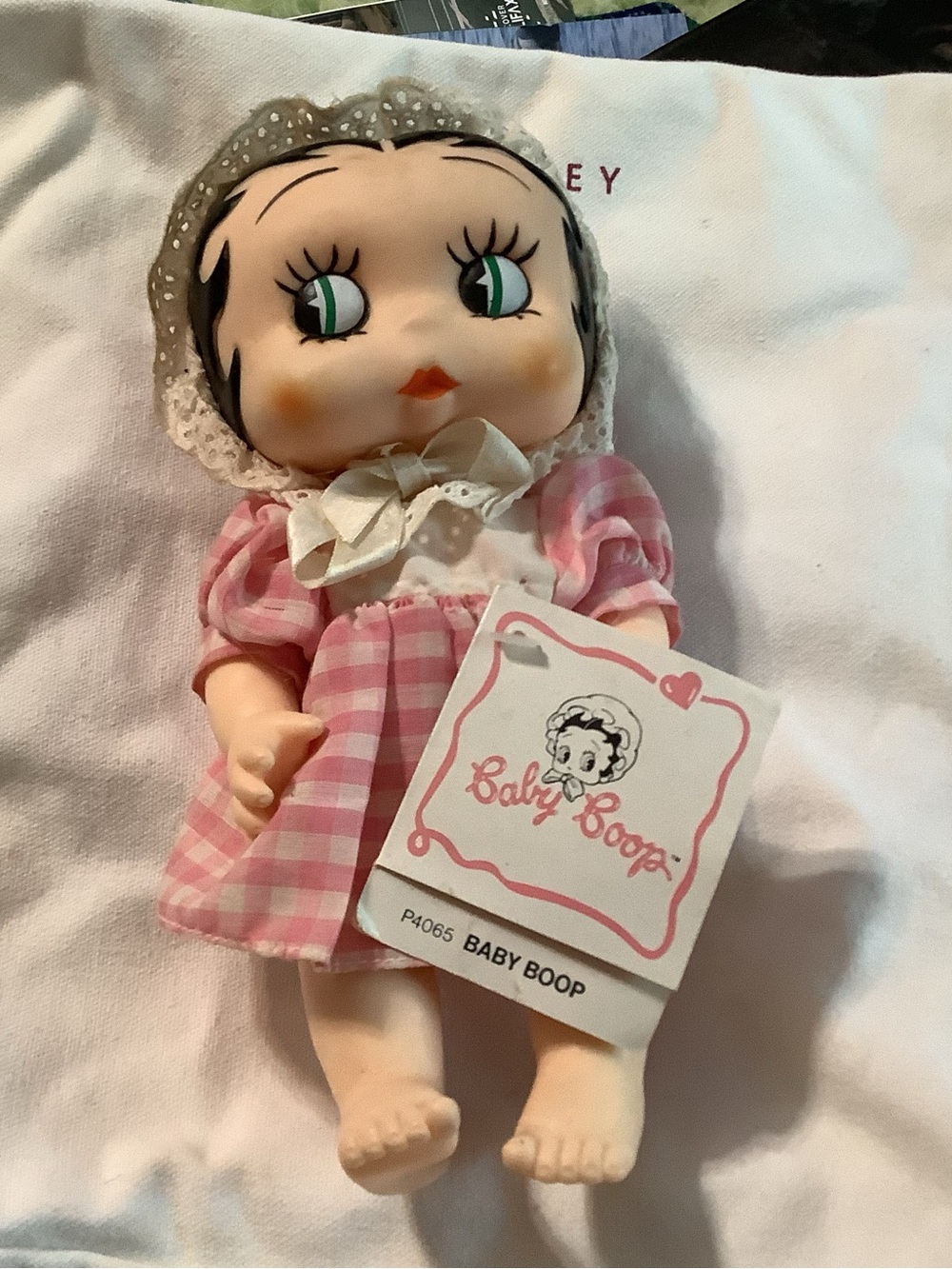 Baby Boop Pink Gingham Doll with Lace Bonnet
